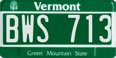 VT license plate BWS713