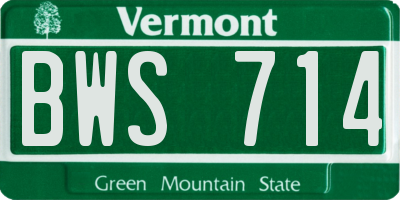 VT license plate BWS714