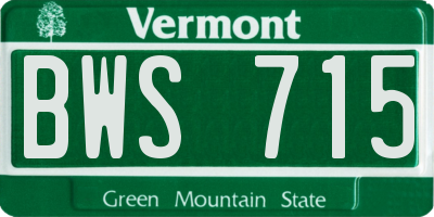 VT license plate BWS715