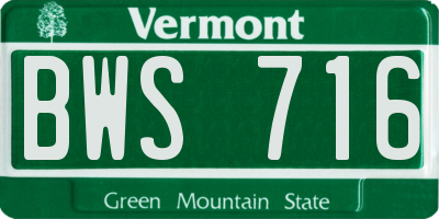 VT license plate BWS716