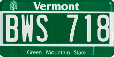 VT license plate BWS718