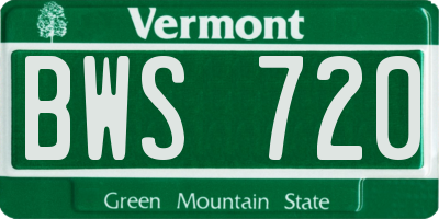 VT license plate BWS720