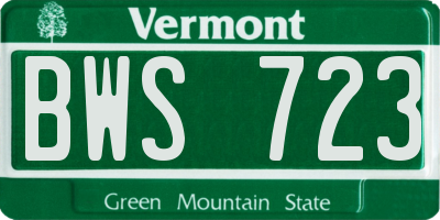VT license plate BWS723