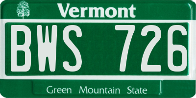 VT license plate BWS726