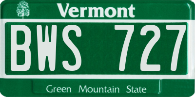 VT license plate BWS727