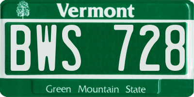 VT license plate BWS728