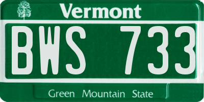 VT license plate BWS733