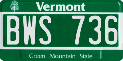 VT license plate BWS736