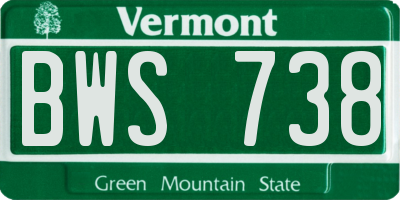 VT license plate BWS738