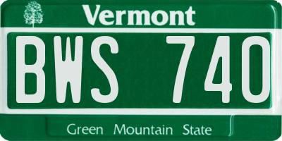 VT license plate BWS740