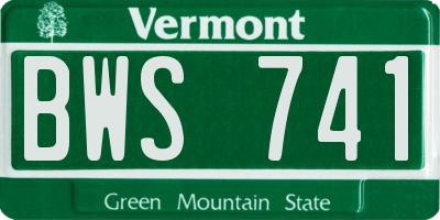 VT license plate BWS741