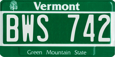VT license plate BWS742