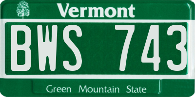 VT license plate BWS743