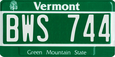 VT license plate BWS744