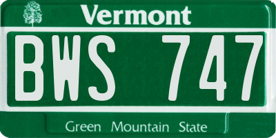 VT license plate BWS747