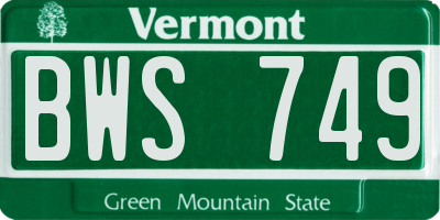 VT license plate BWS749