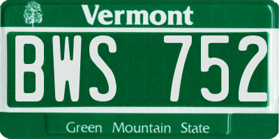 VT license plate BWS752