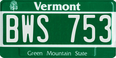 VT license plate BWS753