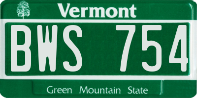 VT license plate BWS754