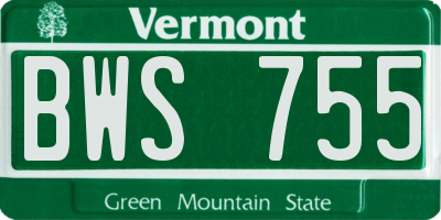 VT license plate BWS755