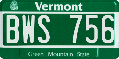VT license plate BWS756