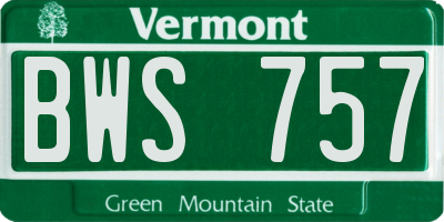 VT license plate BWS757