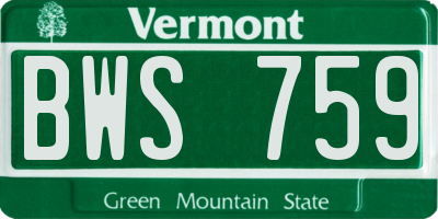 VT license plate BWS759