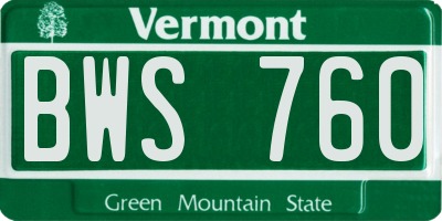 VT license plate BWS760