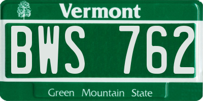 VT license plate BWS762