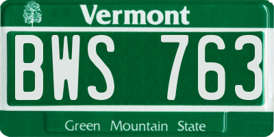 VT license plate BWS763