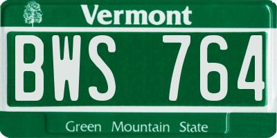 VT license plate BWS764