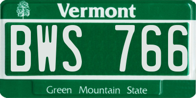 VT license plate BWS766