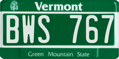 VT license plate BWS767