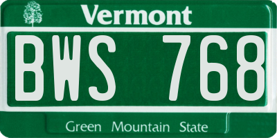VT license plate BWS768