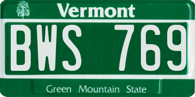 VT license plate BWS769