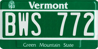 VT license plate BWS772