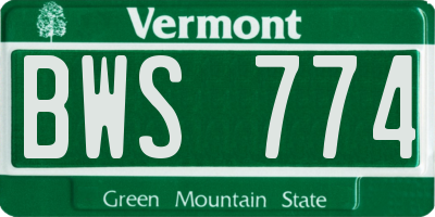 VT license plate BWS774