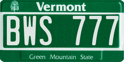 VT license plate BWS777