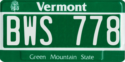 VT license plate BWS778