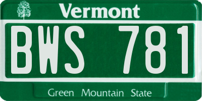VT license plate BWS781
