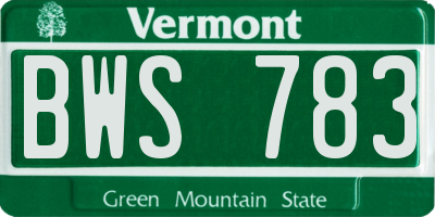 VT license plate BWS783