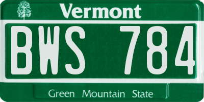 VT license plate BWS784