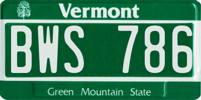 VT license plate BWS786