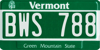 VT license plate BWS788