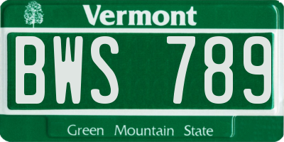 VT license plate BWS789