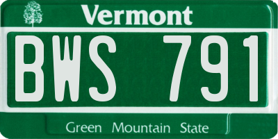 VT license plate BWS791