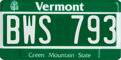 VT license plate BWS793
