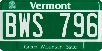 VT license plate BWS796