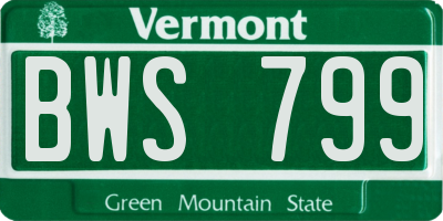 VT license plate BWS799