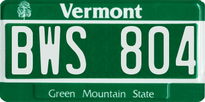 VT license plate BWS804